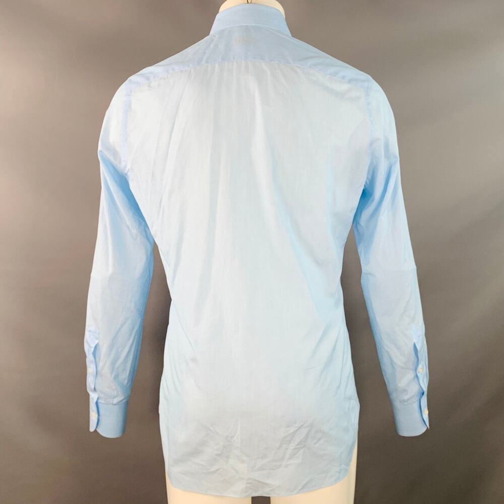 ISAIA Size S Blue White Stripe Cotton Spread Collar Long Sleeve Shirt - Picture 4 of 7